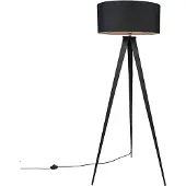 QAZQA Smart vloerlamp zwart met zwarte kap incl. Wifi A60 - Ilse
