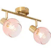 QAZQA Art Deco spot goud met roze glas 2-lichts - Vidro