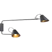 QAZQA Slimme moderne wandlamp zwart 2-lichts verstelbaar incl. WiFi A60 - Lune