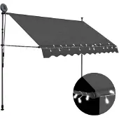 vidaXL Luifel handmatig uitschuifbaar met LED 250 cm antracietkleurig
