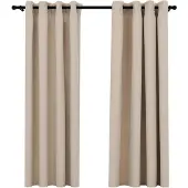 vidaXL Gordijnen linnen-look verduisterend ogen 2 st 140x175 cm beige