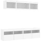 vidaXL 5-delige Tv-wandmeubelset met LED-verlichting bewerkt hout wit