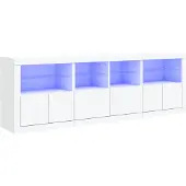 vidaXL Dressoir met LED-verlichting 202x37x67 cm wit