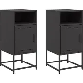 vidaXL Nachtkastjes 2 st 36x39x78 cm staal zwart