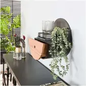 Meubelplaats Wandschap half moon Ø40 met lade - acacia naturel