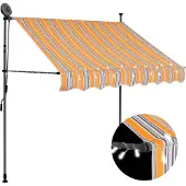 vidaXL Luifel handmatig uitschuifbaar met LED 150 cm geel en blauw