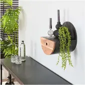 Meubelplaats Wandschap half moon Ø30 met lade - acacia naturel