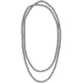 Behave - Glas Parel Ketting - Antraciet Donker Grijs - 150 cm