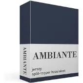Ambiante jersey split-topper hoeslaken - Lits-jumeaux - Dark Blue