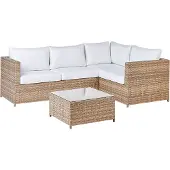 Beliani AVOLA - Loungeset voor 4 - Wit - PE rotan