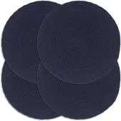 vidaXL Placemats 4 st rond 38 cm katoen effen marineblauw
