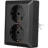 ION Industries Stopcontact | (Half opbouw, Dubbel, Randaarde, Zwart)