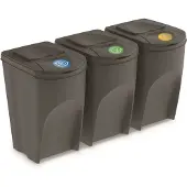 OEM Afvalsorteerbakken, 3 stuks, 35 liter, grijs