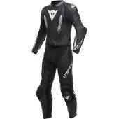 Dainese Laguna Seca 5 S26, leren pak 2st. ,Zwart/Zwart/Wit ,122