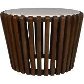 HSM Collection Bijzettafel Mango/Marmer Wit Ø60cm