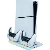 BigBen Interactive Verticale Console Standaard Met Ventilator Voor Playstation 5 Slim Wit (ps5schargestandfan)