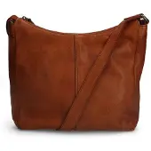Manfield Cognac leren schoudertas | Maat Onesize