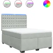vidaXL Boxspring met matras fluweel lichtgrijs 160x200 cm