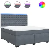 vidaXL Boxspring met matras fluweel donkergrijs 180x200 cm