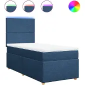 vidaXL Boxspring met matras stof blauw 90x190 cm