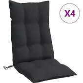 vidaXL Stoelkussens 4 st hoge rug oxford stof zwart