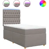 vidaXL Boxspring met matras stof taupe 90x190 cm