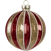 Clayre & Eef Kerstbal Overig Ø 8x8 cm Rood Goudkleurig Glas Kerstballen