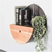 Meubelplaats Wandschap half moon Ø50 met lade - acacia naturel