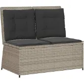 vidaXL - Tuinbankje - verstelbaar - met - kussens - poly - rattan - lichtgrijs