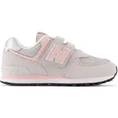 New Balance Kids Leren 574 Core Hook & Loop grijze sportschoenen (33 W), Leer, Plat, Klittenband, Casual, Grijs, kin PV574V1