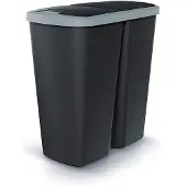 Prosperplast Afvalbak COMPACTA Q DUO, 45 liter, zwart met lichtgrijs deksel