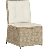 vidaXL - Tuinbank - verstelbaar - met - kussens - poly - rattan - beige