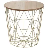 Atmosphera Bijzettafel - 39.5 x 41cm -Hout/Metaal - Goud