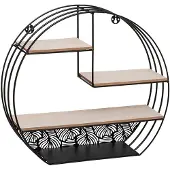 Atmosphera Mirna Wandplank - Zwart Metaal en Hout, 39 x 10 x 36 cm
