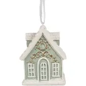 Clayre & Eef Kersthanger Gingerbread house 6x4x8 cm Groen Kunststof Kerstboomversiering Groen Kerstboomversiering
