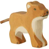 Holztiger Wildernis - Leeuw Klein Staand - 6X2X7Cm - Houten Figuur - Handgemaakt