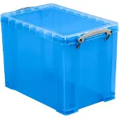Really Useful Box opbergdoos, kunststof, met deksel, transparant blauw, 19 l