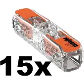Wago 15x originele verbindingsklem 1-VOUDIG | Voor 0,2-4 mm² draad | 15 stuks | Doorvoerconnector