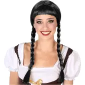 Atosa Verkleedpruik Dames Hannah - Zwart - Met lange vlechtjes - lang haar - Duits - Oktoberfesta - carnaval
