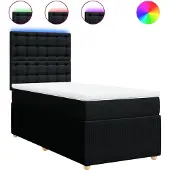 vidaXL Boxspring met matras stof zwart 90x190 cm