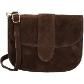 Charm London Suède Schoudertas Anna Donker Bruin