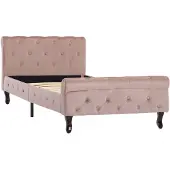 vidaXL Bedframe fluweel roze 90x200 cm