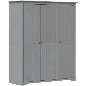 vidaXL Garderobekast BODO, grijs, 146x53,5x173 cm, massief grenenhout