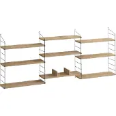 CALICOSY Hangende wandplank 9 planken eikenhouten decor l216 cm laba