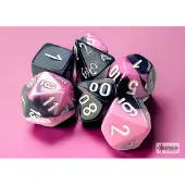 Chessex Gemini Mini-Polyhedral Black-Pink/white Dobbelsteen Set (7 stuks)