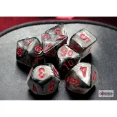 Chessex Velvet Mini-Polyhedral Black/red Dobbelsteen Set (7 stuks)