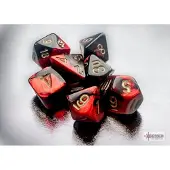 Chessex Gemini Mini-Polyhedral Black-Red/gold Dobbelsteen Set (7 stuks)