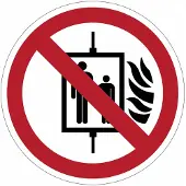 Allesveilig.nl Verboden de lift te gebruiken bij brand pictogram