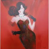 Karo-art Schilderij -Handgeschilderd - In het rood 100x100cm