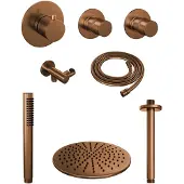 Brauer Thermostatisch Inbouwdoucheset Copper 30cm Hoofddouche Plafondarm Staafhanddouche Koper